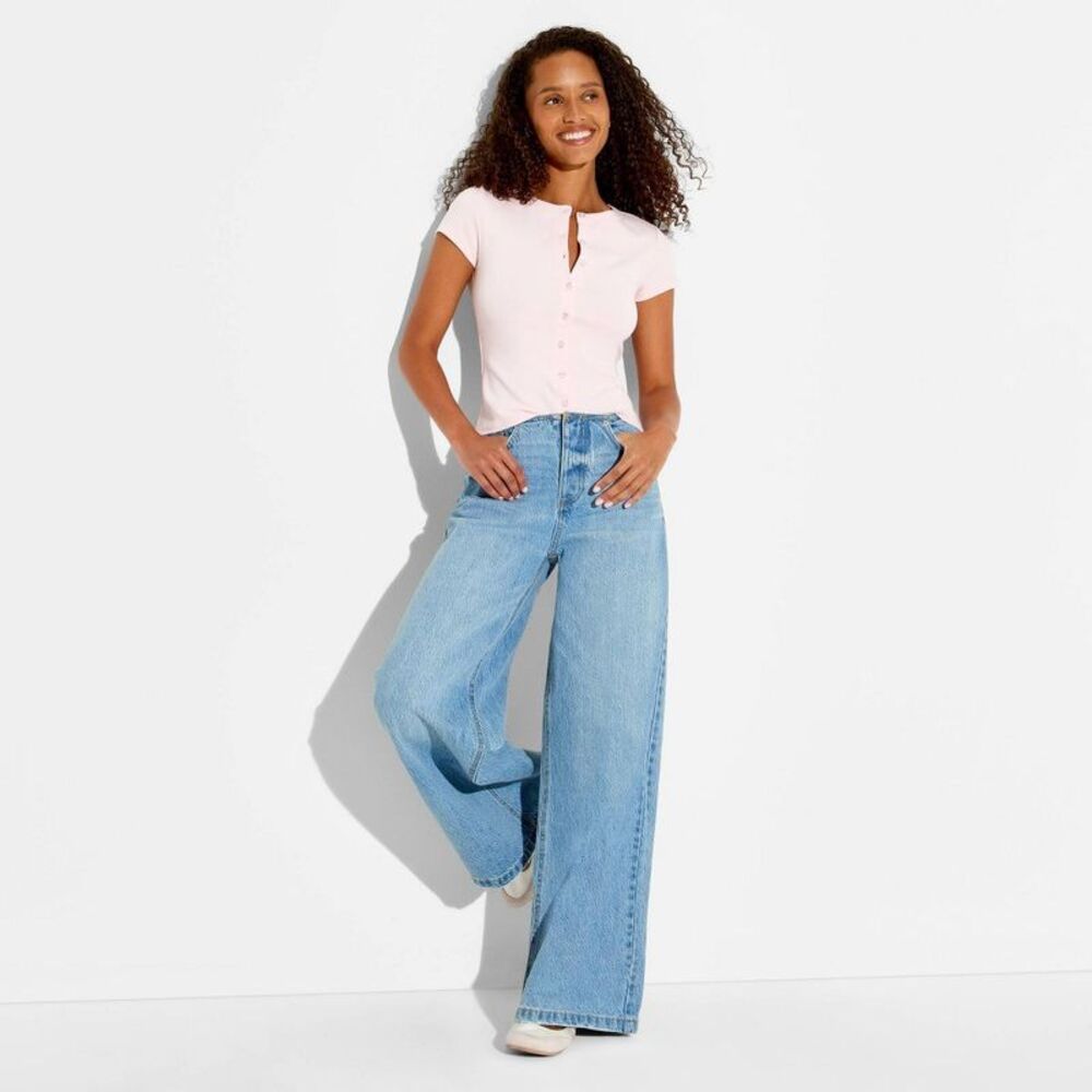 Wild Fable - Women's Mid-Rise Ultra Wide Leg Jeans - Wild Fable Light Wash